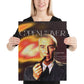 Woman holding the Oppenheimer vintage poster of a scientist