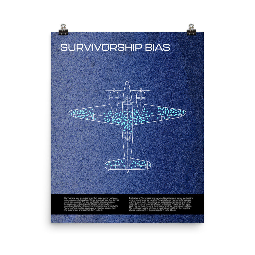 Informative blue survivorship bias poster