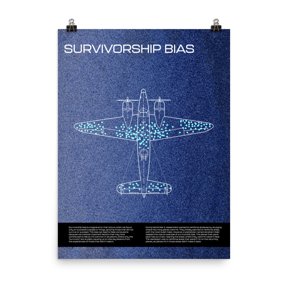 Informative blue survivorship bias poster