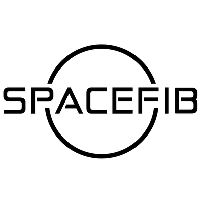 Black and white logo of SpaceFib company