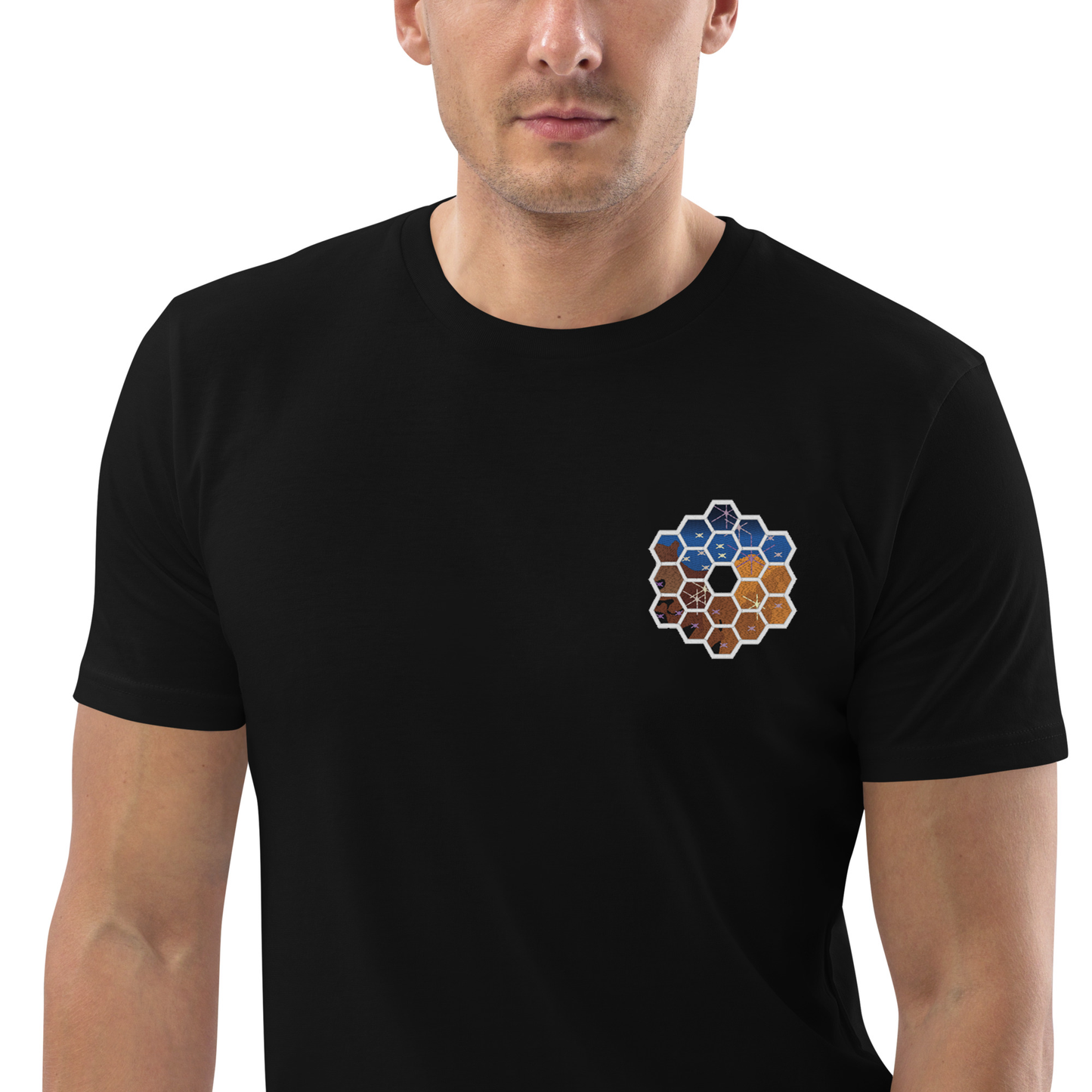 JWST hexagons embroidered Nebula unisex t-shirt