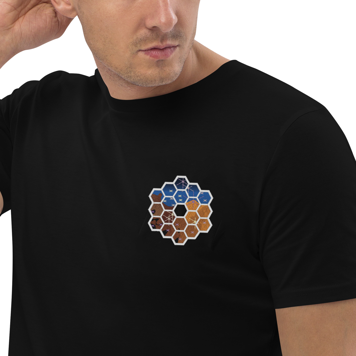 JWST hexagons embroidered Nebula unisex t-shirt