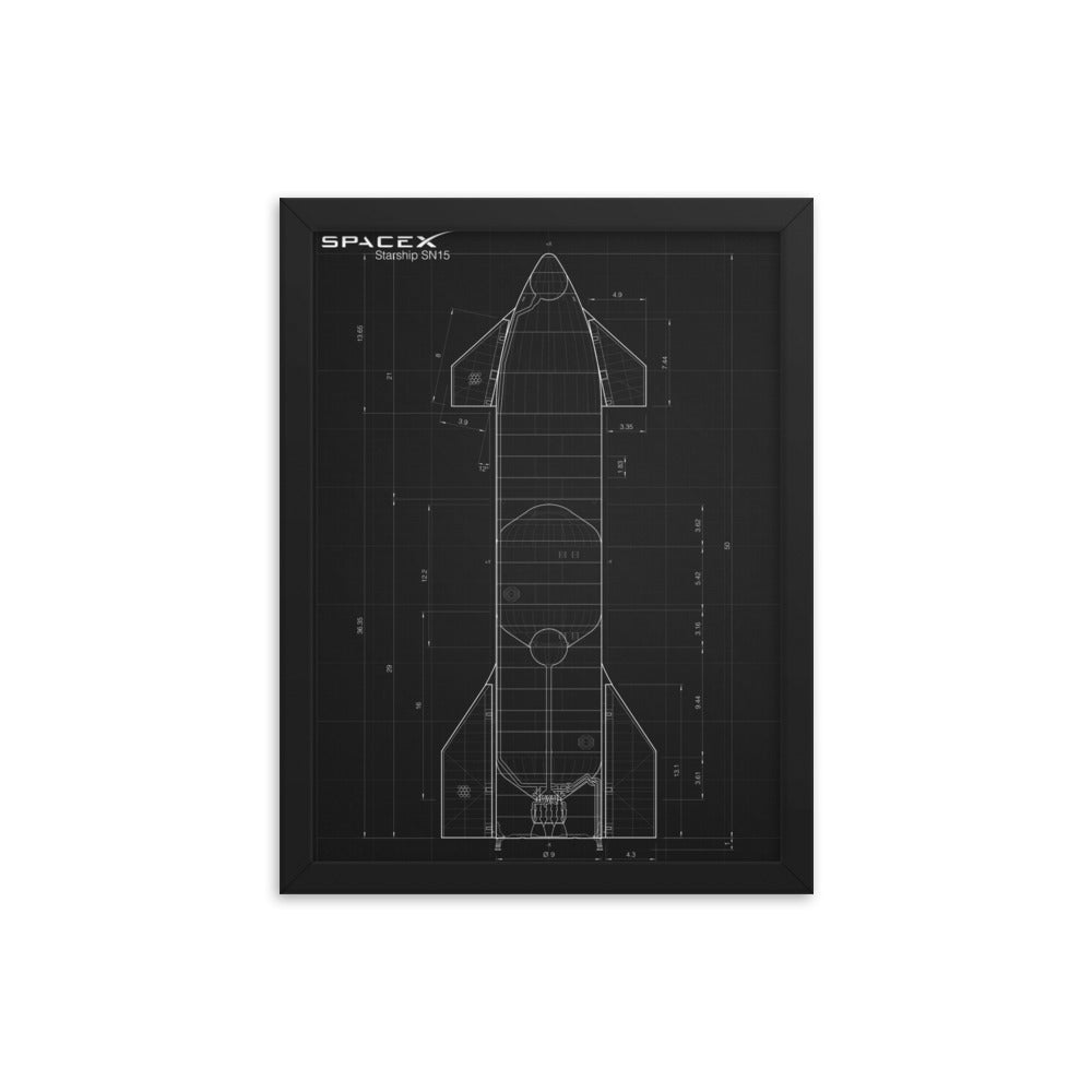 Starship blueprint framed poster