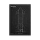 Framed paper poster with spacex starship blueprint design.