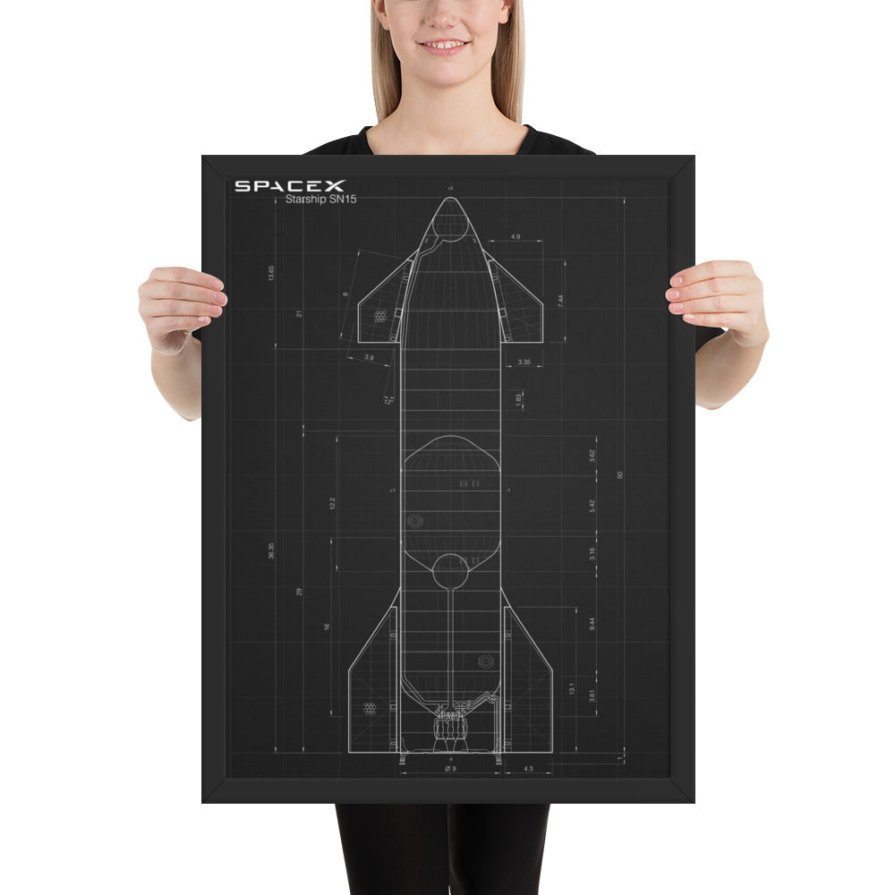 Starship blueprint framed poster