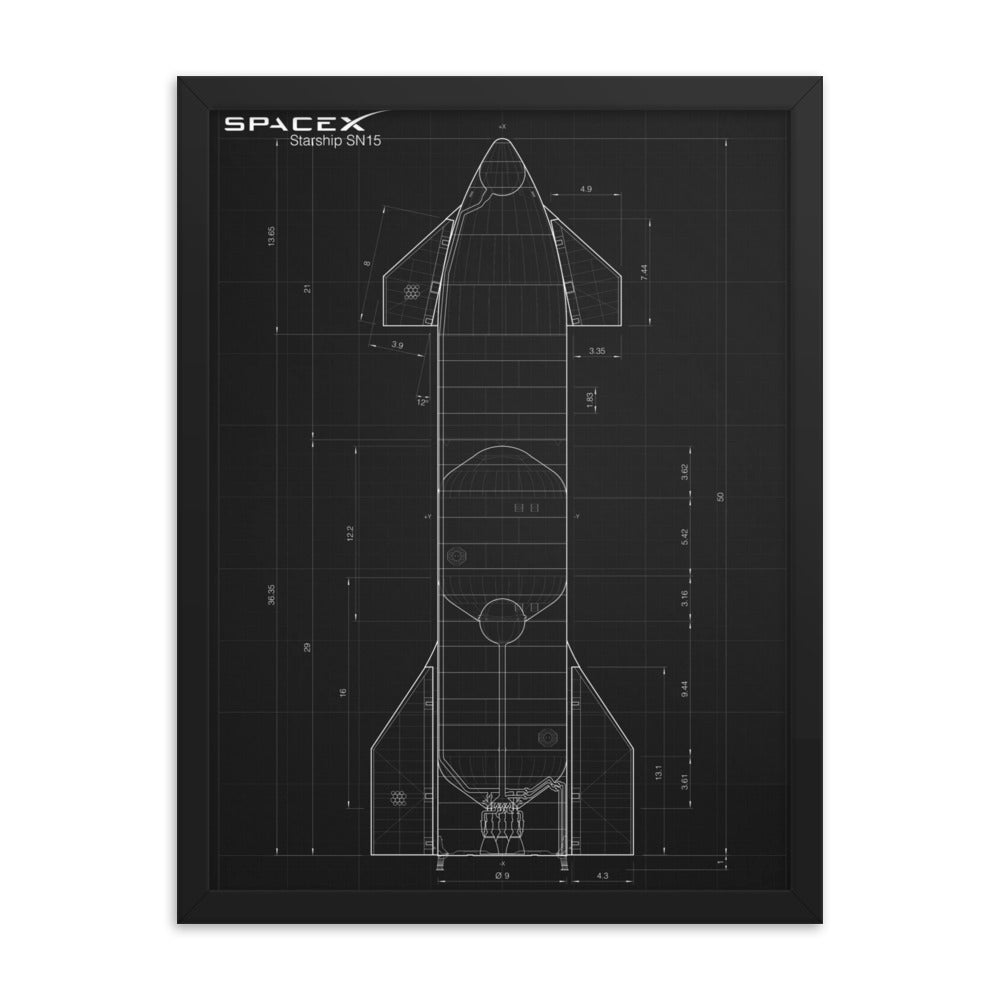 Starship blueprint framed poster