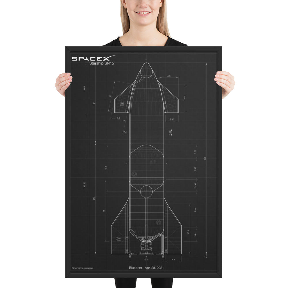 Starship blueprint framed poster