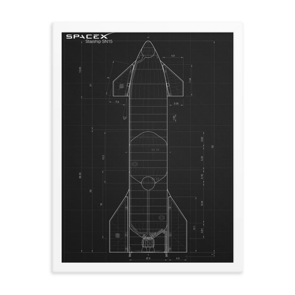 Starship blueprint framed poster