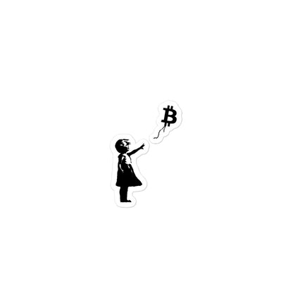 bitcoin banksy balloon girl sticker on white backround