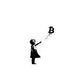 Ballon girl made ba Banksy holding a bitcoin balloon sticker