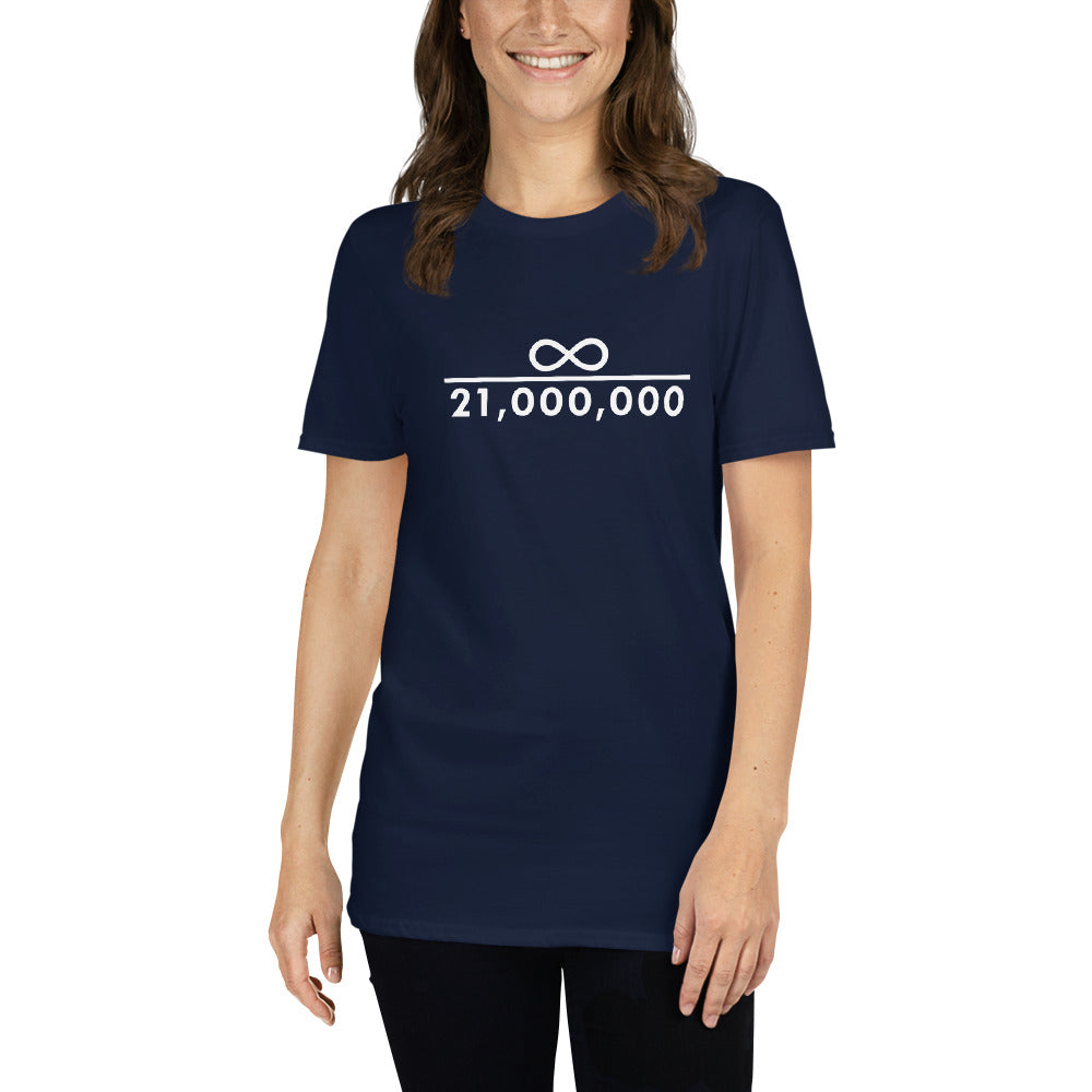Infinity divided by 21 million unisex T-shirt