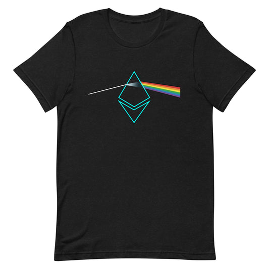 Black t-shirt with Ethereum prism design on it